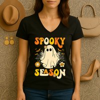 Ghost Spooky Season Funny Halloween Women's V-Neck T-Shirt