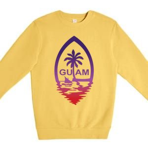 Guam Seal Shimmer Sunset Print Great Gift Cool Gift Premium Crewneck Sweatshirt