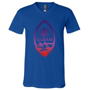 Guam Seal Shimmer Sunset Print Great Gift Cool Gift V-Neck T-Shirt