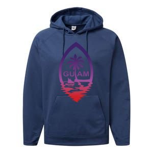 Guam Seal Shimmer Sunset Print Great Gift Cool Gift Performance Fleece Hoodie