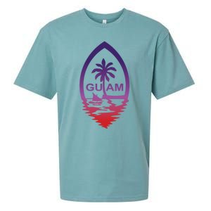 Guam Seal Shimmer Sunset Print Great Gift Cool Gift Sueded Cloud Jersey T-Shirt