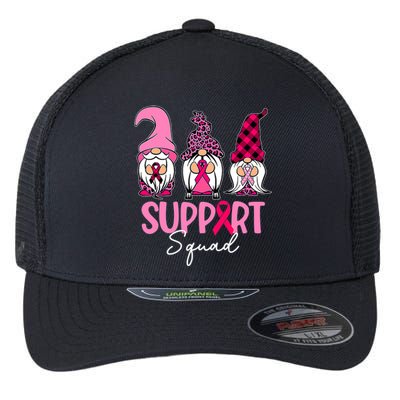 Gnomes Support Squad Breast Cancer Awareness Pink Ribbon Flexfit Unipanel Trucker Cap