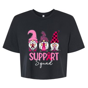 Gnomes Support Squad Breast Cancer Awareness Pink Ribbon Bella+Canvas Jersey Crop Tee