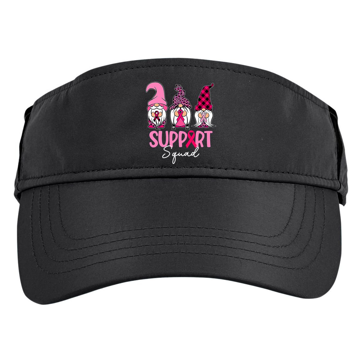 Gnomes Support Squad Breast Cancer Awareness Pink Ribbon Adult Drive Performance Visor