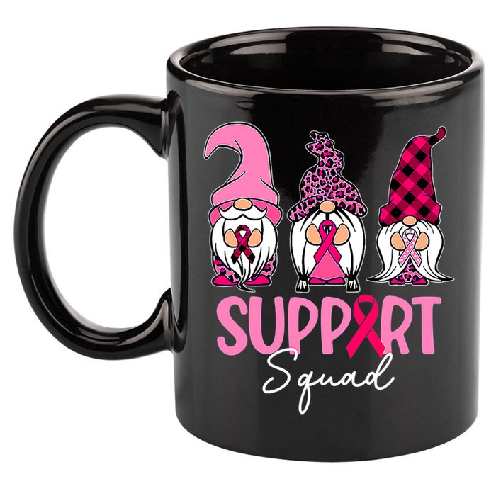 Gnomes Support Squad Breast Cancer Awareness Pink Ribbon 11oz C Handle Ceramic Mug