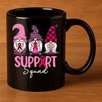 Gnomes Support Squad Breast Cancer Awareness Pink Ribbon 11oz C Handle Ceramic Mug