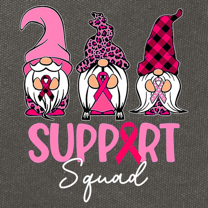 Gnomes Support Squad Breast Cancer Awareness Pink Ribbon Cotton Canvas Backpack