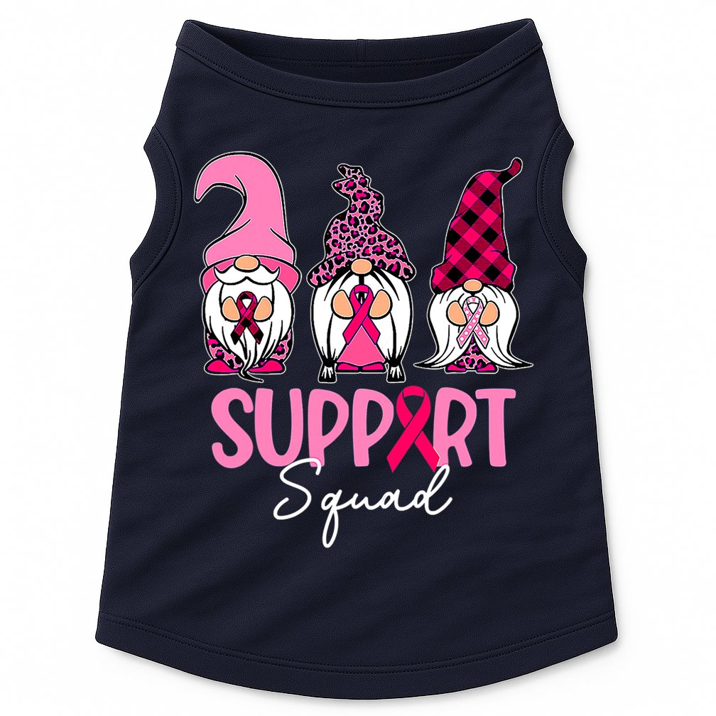Gnomes Support Squad Breast Cancer Awareness Pink Ribbon Doggie Tank