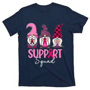 Gnomes Support Squad Breast Cancer Awareness Pink Ribbon T-Shirt