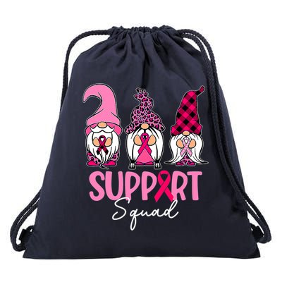 Gnomes Support Squad Breast Cancer Awareness Pink Ribbon Drawstring Bag