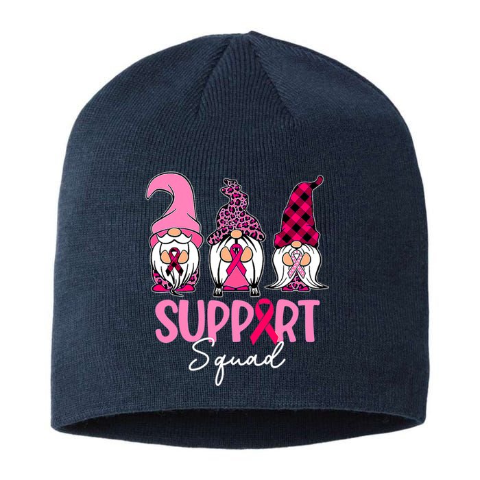 Gnomes Support Squad Breast Cancer Awareness Pink Ribbon Sustainable Beanie