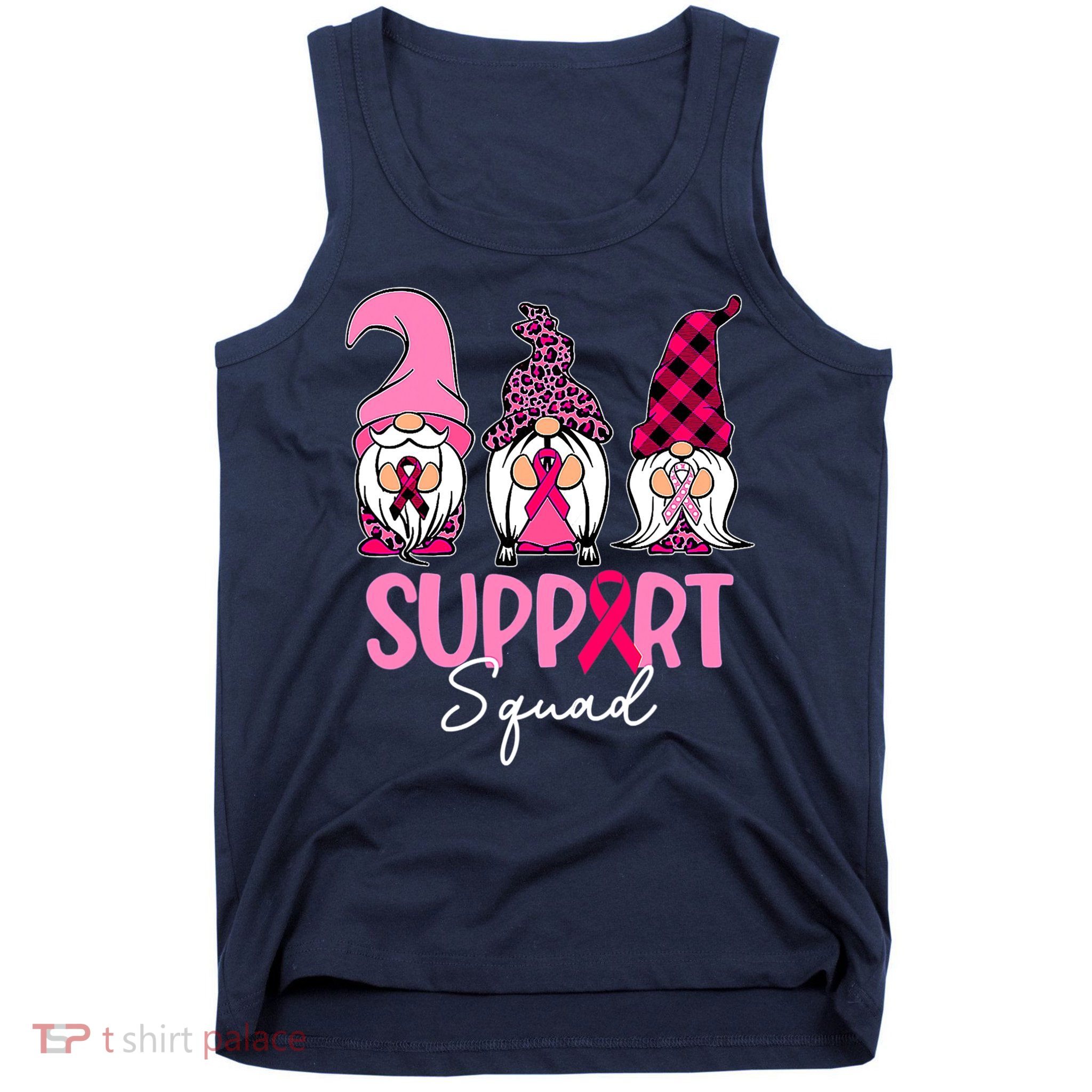 Gnomes Support Squad Breast Cancer Awareness Pink Ribbon Tank Top