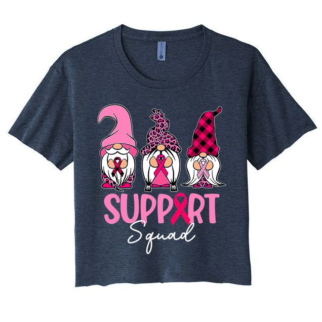 Gnomes Support Squad Breast Cancer Awareness Pink Ribbon Crop Top