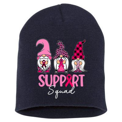 Gnomes Support Squad Breast Cancer Awareness Pink Ribbon Short Acrylic Beanie