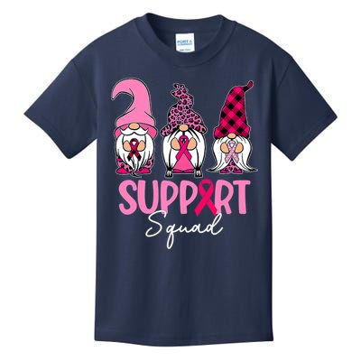 Gnomes Support Squad Breast Cancer Awareness Pink Ribbon Kids T-Shirt