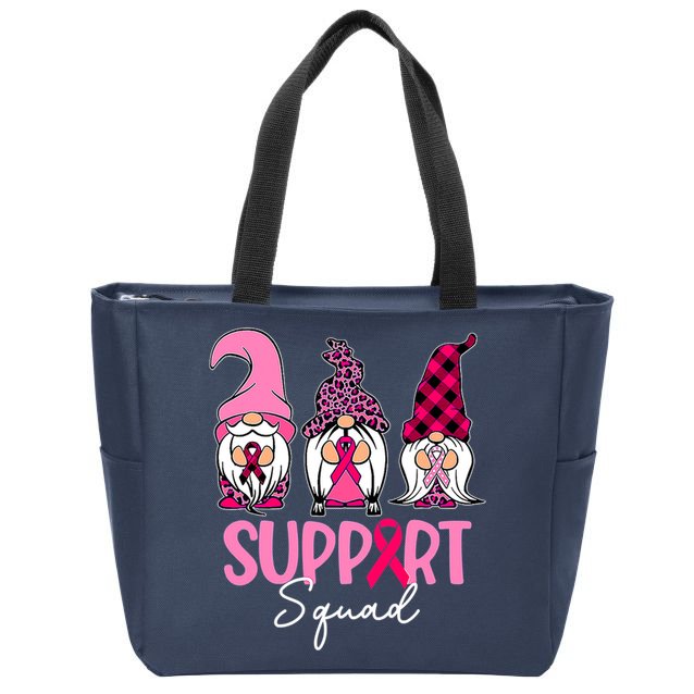 Gnomes Support Squad Breast Cancer Awareness Pink Ribbon Zip Tote Bag