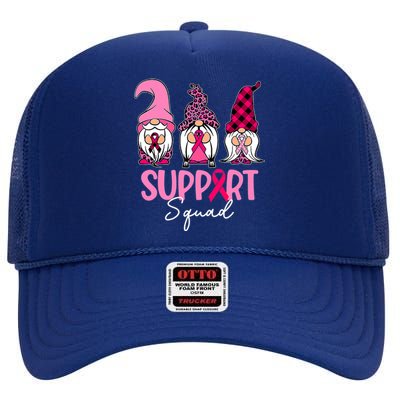 Gnomes Support Squad Breast Cancer Awareness Pink Ribbon High Crown Mesh Back Trucker Hat