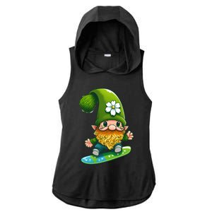 Gnome Surfing Skating St Patricks Day Cool Gift Ladies PosiCharge Tri-Blend Wicking Draft Hoodie Tank