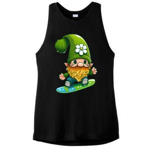 Gnome Surfing Skating St Patricks Day Cool Gift Ladies PosiCharge Tri-Blend Wicking Tank