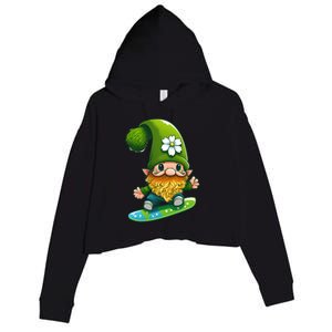 Gnome Surfing Skating St Patricks Day Cool Gift Crop Fleece Hoodie