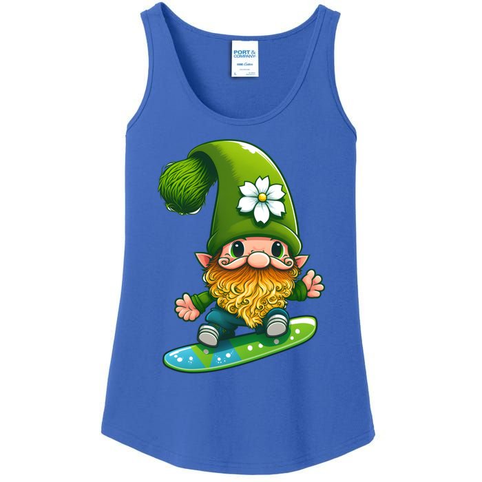 Gnome Surfing Skating St Patricks Day Cool Gift Ladies Essential Tank