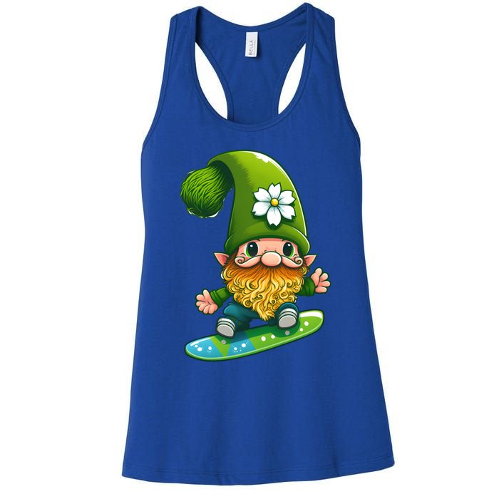 Gnome Surfing Skating St Patricks Day Cool Gift Women's Racerback Tank