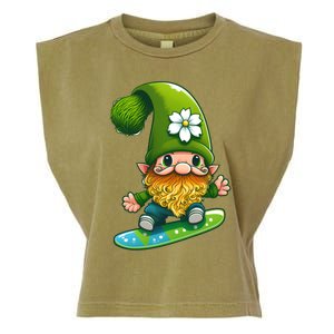 Gnome Surfing Skating St Patricks Day Cool Gift Garment-Dyed Women's Muscle Tee