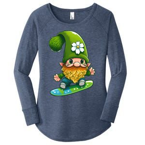 Gnome Surfing Skating St Patricks Day Cool Gift Women's Perfect Tri Tunic Long Sleeve Shirt