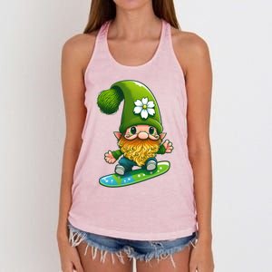 Gnome Surfing Skating St Patricks Day Cool Gift Women's Knotted Racerback Tank