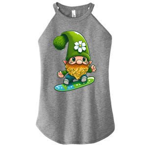 Gnome Surfing Skating St Patricks Day Cool Gift Women's Perfect Tri Rocker Tank