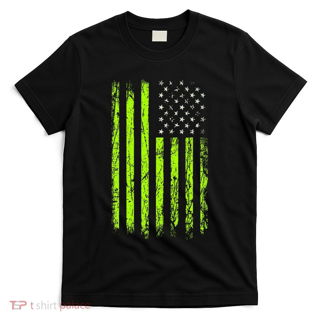 Green Stars & Stripes.American Usa Flag Green Color Graphic T-Shirt