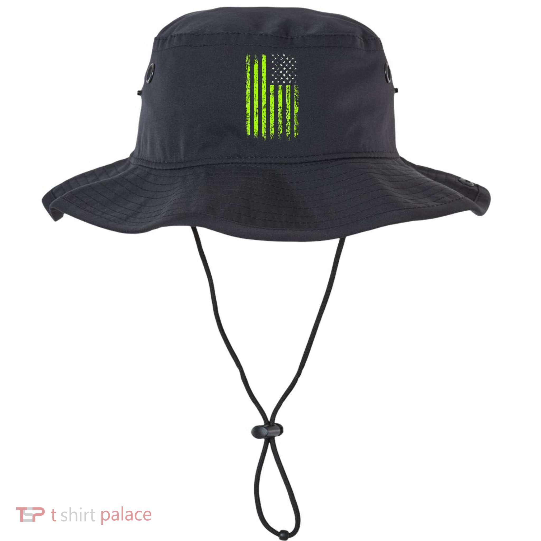 Green Stars & Stripes.American Usa Flag Green Color Graphic Bucket Hat