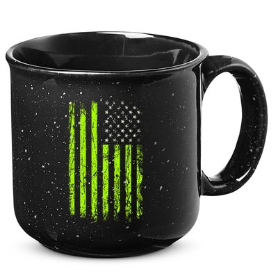 Green Stars & Stripes.American Usa Flag Green Color Graphic 15oz Campfire Ceramic Mug