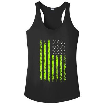 Green Stars & Stripes.American Usa Flag Green Color Graphic Ladies PosiCharge Competitor Racerback Tank