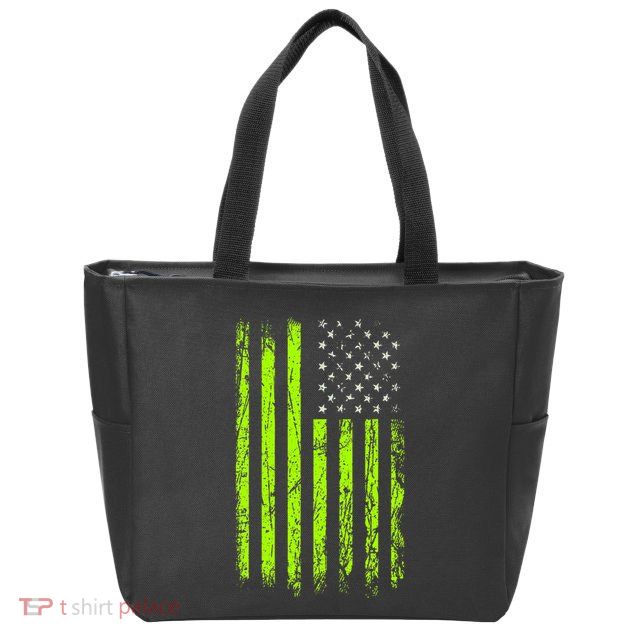 Green Stars & Stripes.American Usa Flag Green Color Graphic Zip Tote Bag