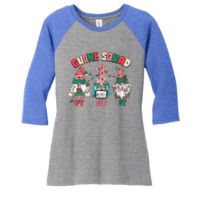 Gnome Squad Slp Ot Pt Christmas Occupational Physical Speech Meaningful Gift Women's Tri-Blend 3/4-Sleeve Raglan Shirt