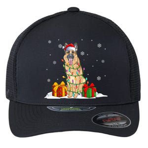 Ger Shepherd Santa Christmas Tree Lights Xmas Pajama Dogs Gift Flexfit Unipanel Trucker Cap