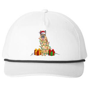 Ger Shepherd Santa Christmas Tree Lights Xmas Pajama Dogs Gift Snapback Five-Panel Rope Hat