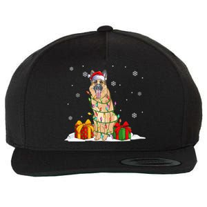 Ger Shepherd Santa Christmas Tree Lights Xmas Pajama Dogs Gift Wool Snapback Cap