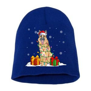 Ger Shepherd Santa Christmas Tree Lights Xmas Pajama Dogs Gift Short Acrylic Beanie