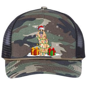 Ger Shepherd Santa Christmas Tree Lights Xmas Pajama Dogs Gift Retro Rope Trucker Hat Cap