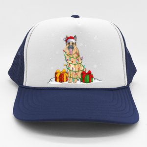 Ger Shepherd Santa Christmas Tree Lights Xmas Pajama Dogs Gift Trucker Hat