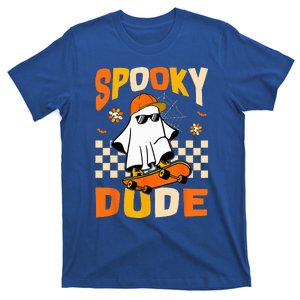 Ghost Skateboard Spooky Dude Groovy Halloween Boo T-Shirt