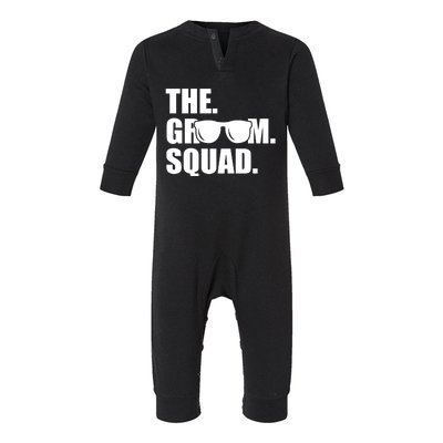 Groom Squad Sunglasses Bachelor Party Infant Fleece One Piece