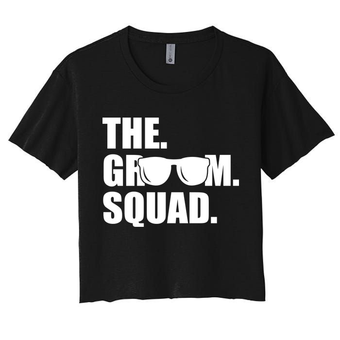 Groom Squad Sunglasses Bachelor Party Women's Crop Top Tee