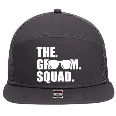 Groom Squad Sunglasses Bachelor Party 7 Panel Mesh Trucker Snapback Hat