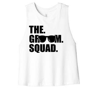 Groom Squad Sunglasses Bachelor Party Women's Racerback Cropped Tank