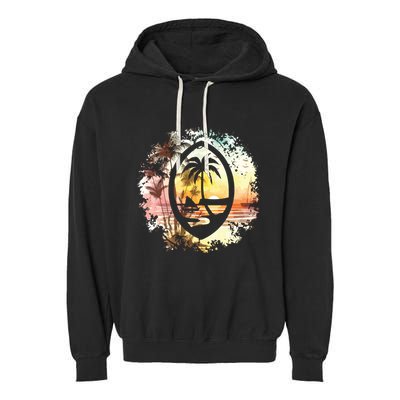 Guam Seal Sunrise Women Garment-Dyed Fleece Hoodie
