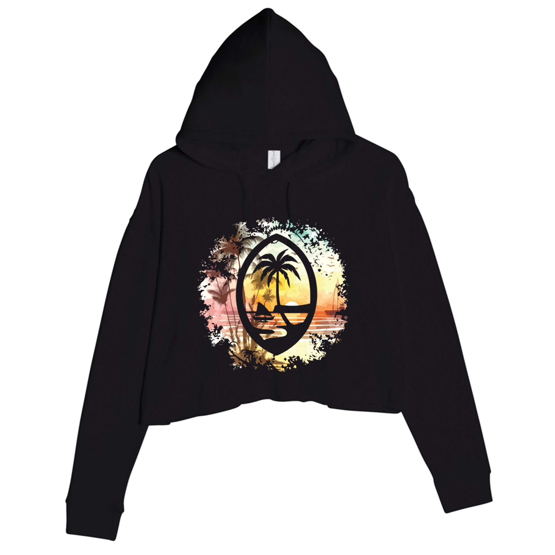 Guam Seal Sunrise Women Crop Fleece Hoodie