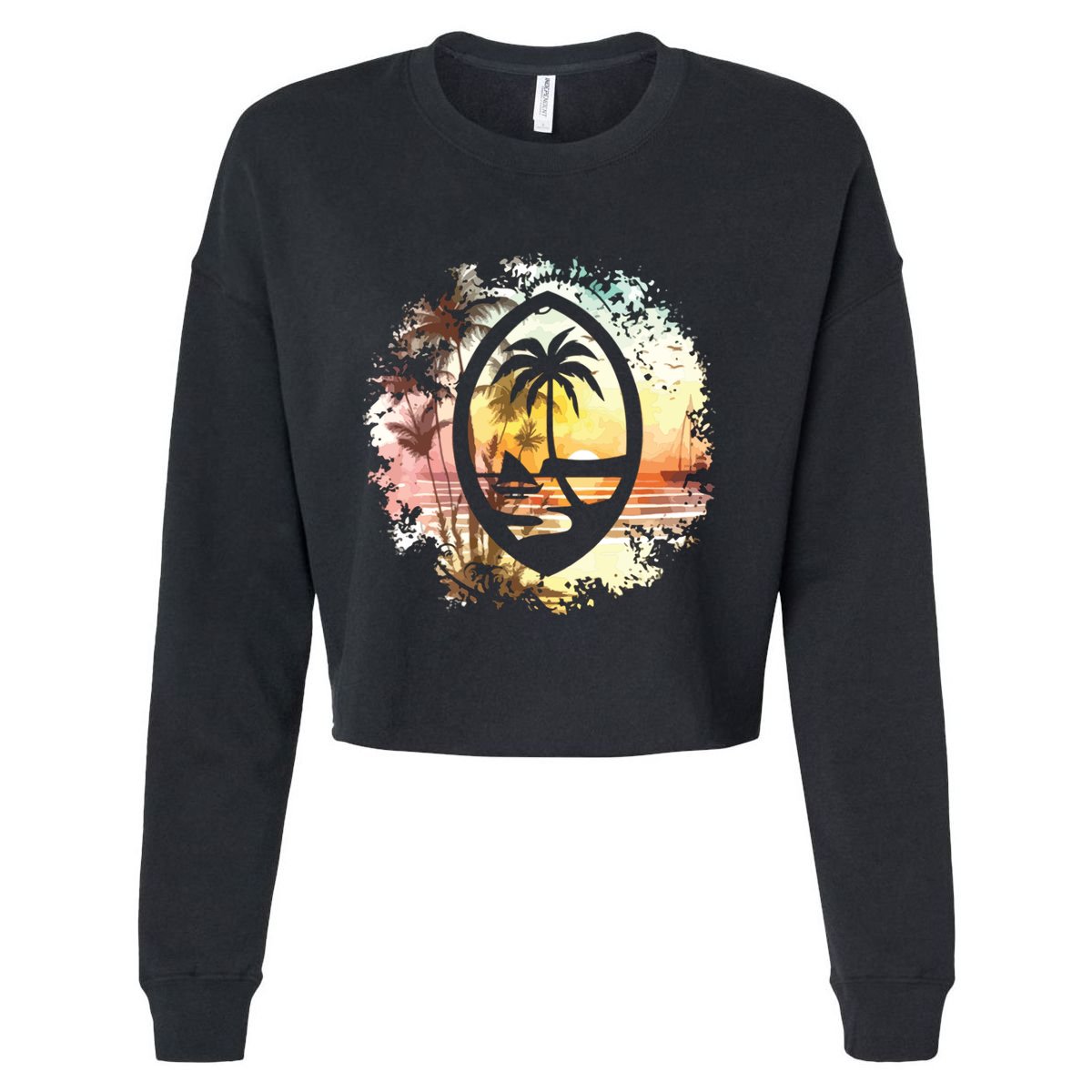 Guam Seal Sunrise Women Cropped Pullover Crew